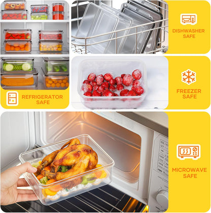 JSCARES 62 PCS Large Food Storage Containers with Lids Airtight (31 Lids & 31 Containers)- Reusable Plastic Leakproof Meal-Prep Container for Kitchen Storage Organization Microwave/Dishwasher Safe