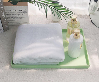 White Serving Tray (13.5 x 9.6 inch) for Serving Accessory, Elegant & Stackable Plastic Tray for Spa, Coffee, Drinks, Tea, Bar, Party, Seasoning, Perfume and Display Use.