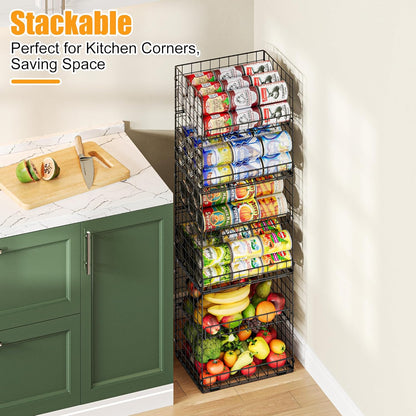 JKsmart 3 Pack XXL Stackable Wire Baskets with Handles for Pantry Storage and Organization, Fruit and Vegetable Basket with Name Plates, Metal Storage Bins for Snack Can Fruit Veggies, XXL