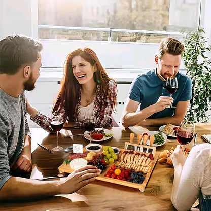 eleganlife Charcuterie Boards Set with Knives, Bamboo Cheese Board Large, Charcuterie Platters with Compartments, Serving Boards Gifts for Wedding, Birthday and Housewarming Party