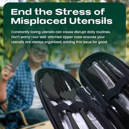 Taplord Portable Travel Silverware Set With Case, Includes 10 Pcs of Travel Utensils With Case, Stainless Steel Flatware Set For Camping, Lightweight (Multi-Color)