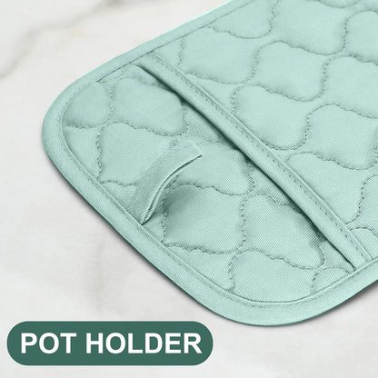 Oven Mitts Kitchen Towels and Dishcloths Pot Holders Sets, Oven Gloves Kitchen Dish Towels 500 Degree Heat Resistant Potholders with Non-Slip Silicone Surface for Cooking, Grilling, Baking-Gray