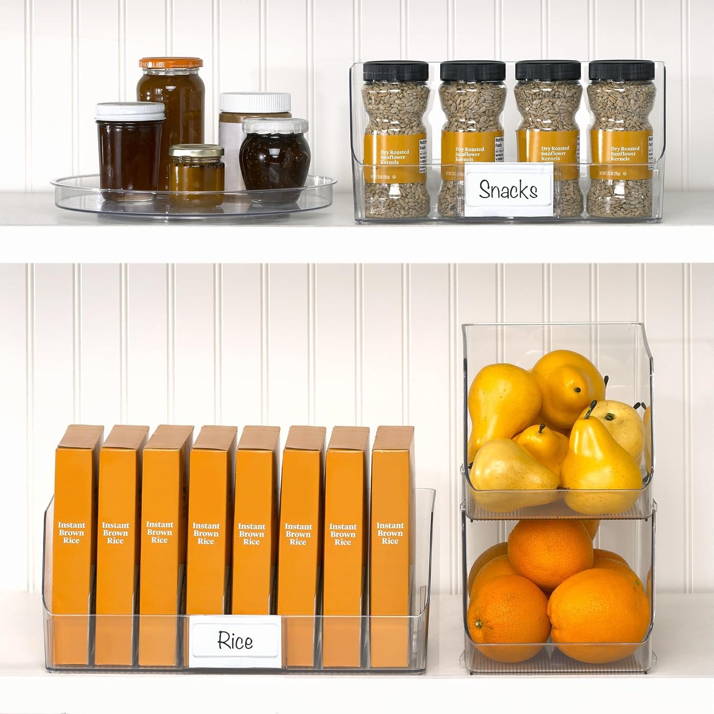 iDesign Clear Plastic Stackable Open Front Storage Bin, Easy Access Organizer for Pantry or Cabinet, 2-Pack