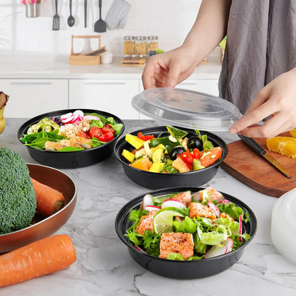 MUCHII 32 oz 3 Compartment Meal Prep Containers With Lids 20 Count To Go, Plastic Disposable Food Containers Microwave and Freezer Safe