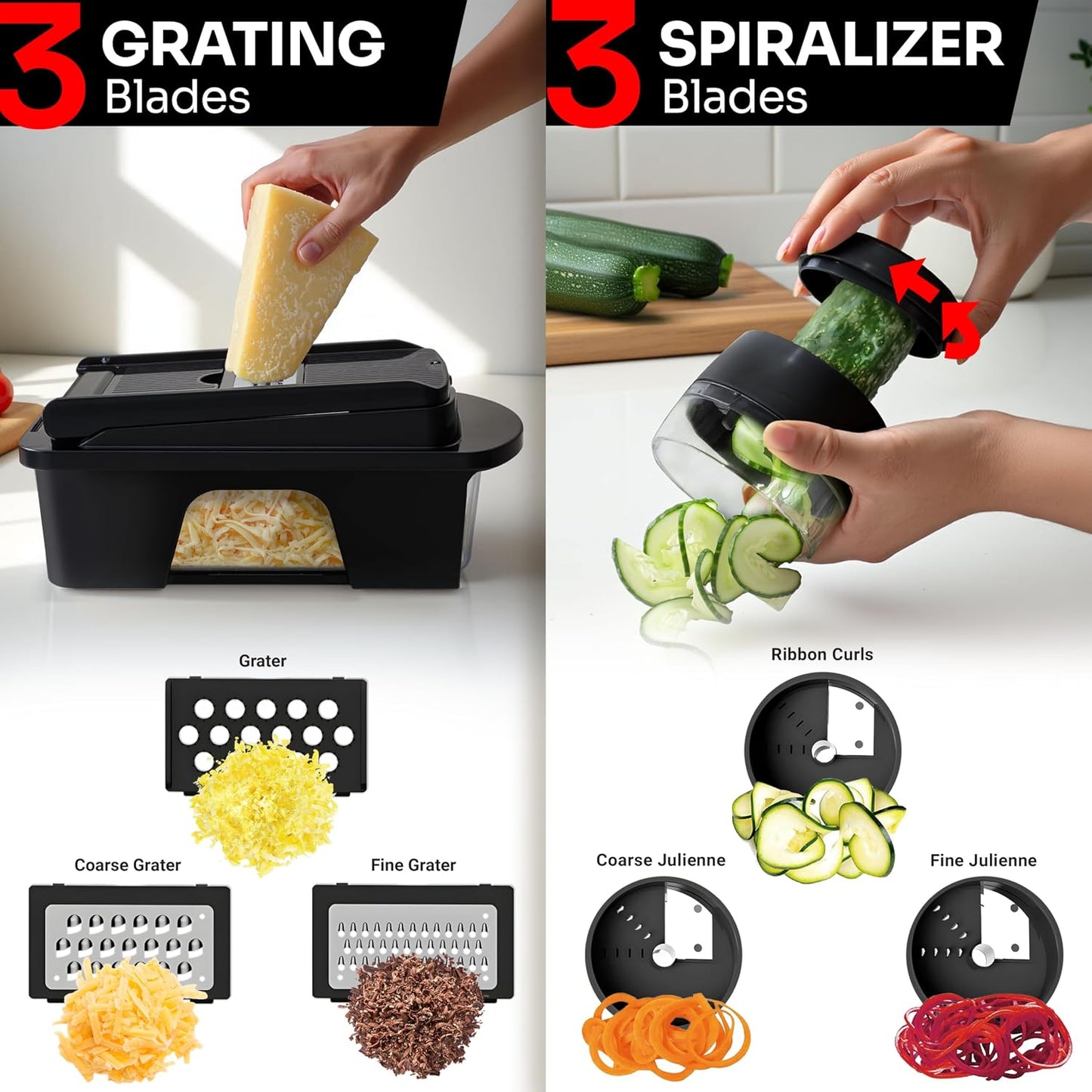 MUELLER HOME Pro-Series 10-in-1 Stainless Steel Multi Vegetable Chopper