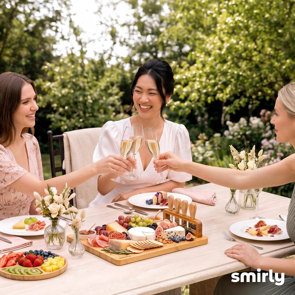 SMIRLY Charcuterie Boards Set, Large Cheese Board with Accessories, Bamboo