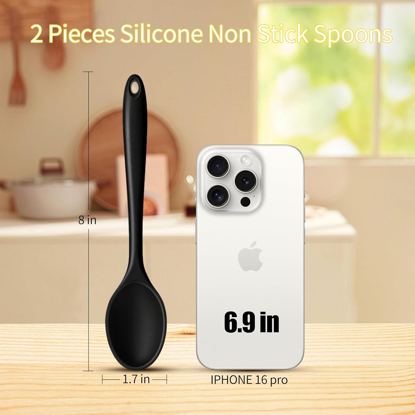 Silicone Spoons Set of 5,Mixing Spoons for cooking,Heat Resistant Spoons, Mixing Spoons for Kitchen Cooking Baking Stirring Mixing Tools (2pcs Large & 3pcs small)