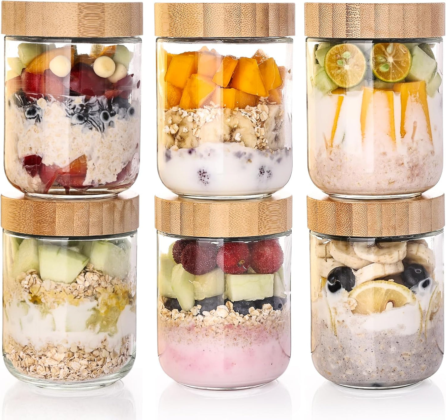 8-Piece 36oz Glass Meal Prep Container Set Clear Glass Food Storage Containers Set, Airtight Food Storage Containers for Coffee, Sugar, Flour, Spices, BPA-Free