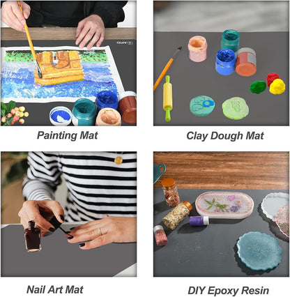 Sapid Extra Large Silicone Sheet for Crafts, Thick Silicone Jewelry Casting Mats, Nonstick Nonslip Silicon Mat for Epoxy Resin, Art Painting, Heat- Resistance Counter Mat (20"×27.9", Dark Gray)
