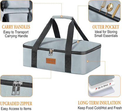 Insulated Casserole Carrier 9x13 Inch, Durable Nylon, Leak-Proof Casserole Dish Carrier, Casserole Carriers for Hot or Cold Food (Christmas)