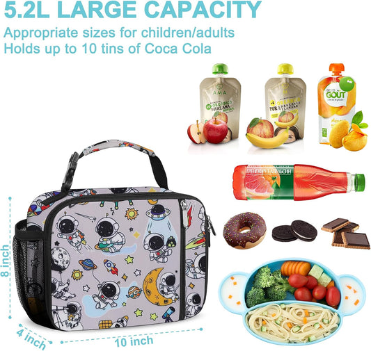 esouler Lunch Box Kids Insulated Lunch Bag for Boys & Girls Durable Children Lunchbox for School with Water Bottle Holder-Black