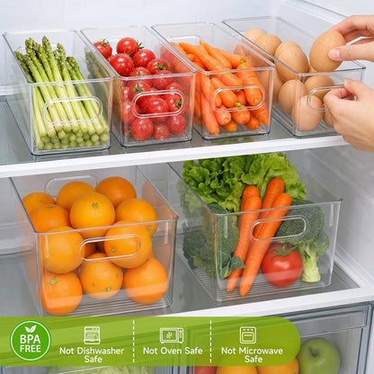 14 Pack Fridge Organizer, Stackable Refrigerator Organizer Bins with Lids PBA-Free, Clear Fridge Organizers and Storage for Kitchen, Countertops, Cabinets, Fridge, Drinks, Fruits, Vegetable, Cereals