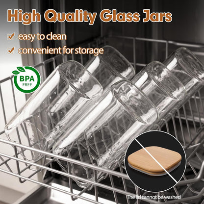 Moretoes 3 Pack 2qt Glass Storage Containers with Bamboo Press Lids, Large Airtight Food Storage Jars for Pantry, Flour, Sugar, Dry Goods