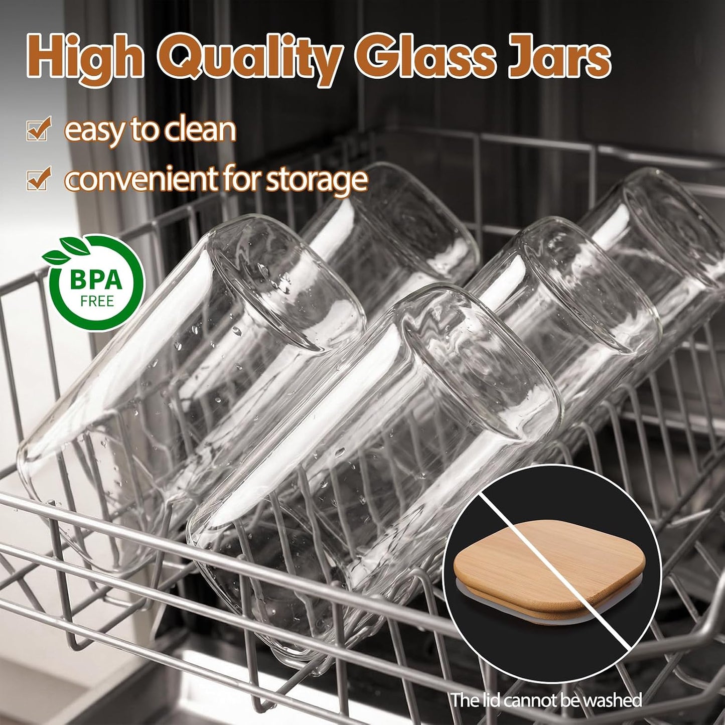 Moretoes 3 Pack 2qt Glass Storage Containers with Bamboo Press Lids, Large Airtight Food Storage Jars for Pantry, Flour, Sugar, Dry Goods