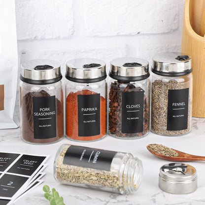 Segarty Food Label Stickers, 300 Pcs Blank Expiration Date Stickers to Write On, with 1 Black Pen, Waterproof Removable Freezer Labels for Glass Spice Jars, Canister, Food Container