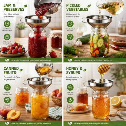 5 Pack Stainless Steel Canning Funnel for Filling Mason Jar
