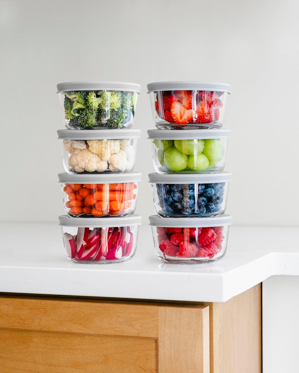 6-Piece Glass Food Storage Containers Set (3 Containers + 3 BPA-Free Lids) | 2-Cup, Leakproof | Microwave, Freezer, Oven & Dishwasher Safe | Ideal for Meal Prep & Pantry Organization, Pistachio