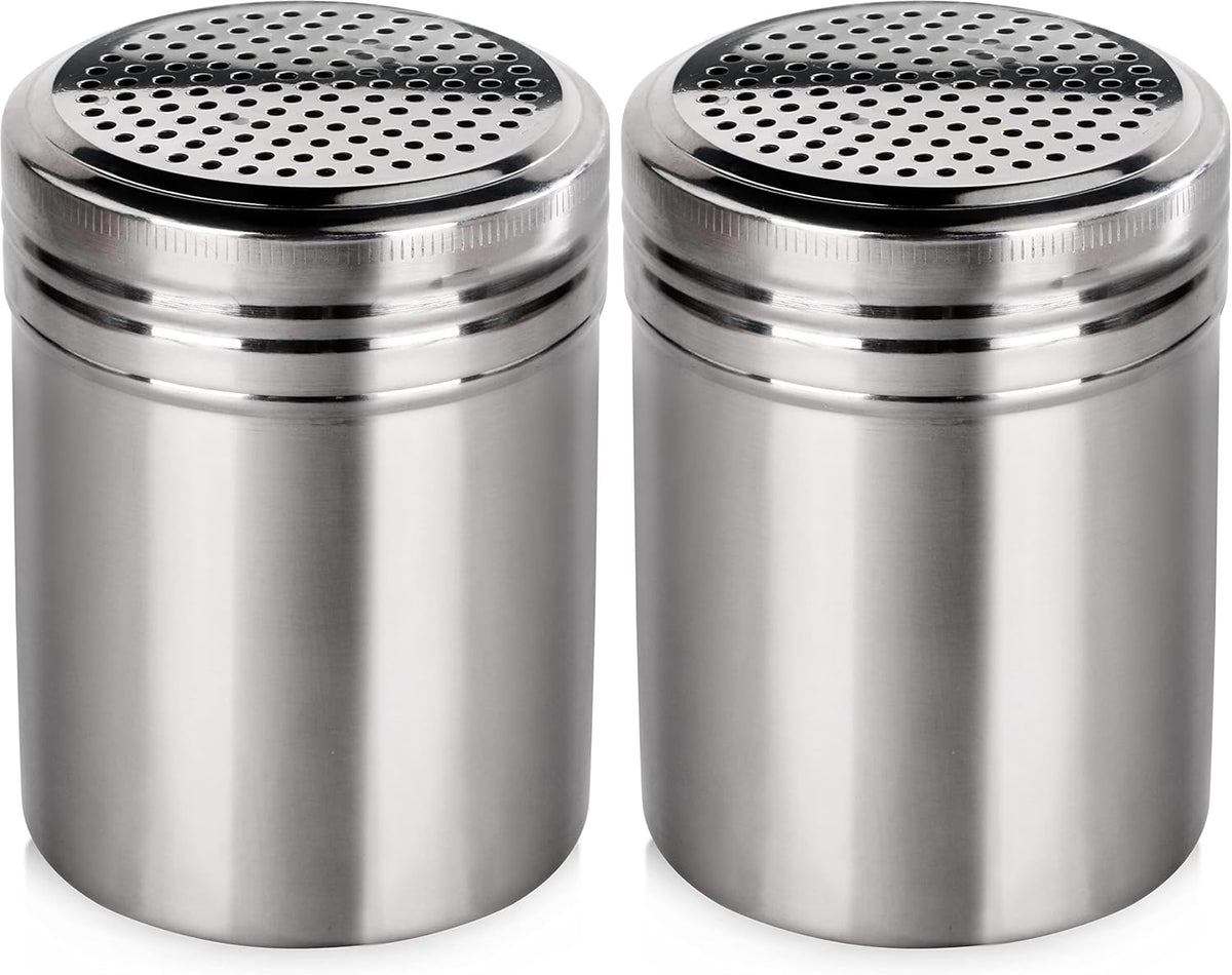 New Star Foodservice Stainless Steel Dredge Shaker, 10-Ounce, Set of 2