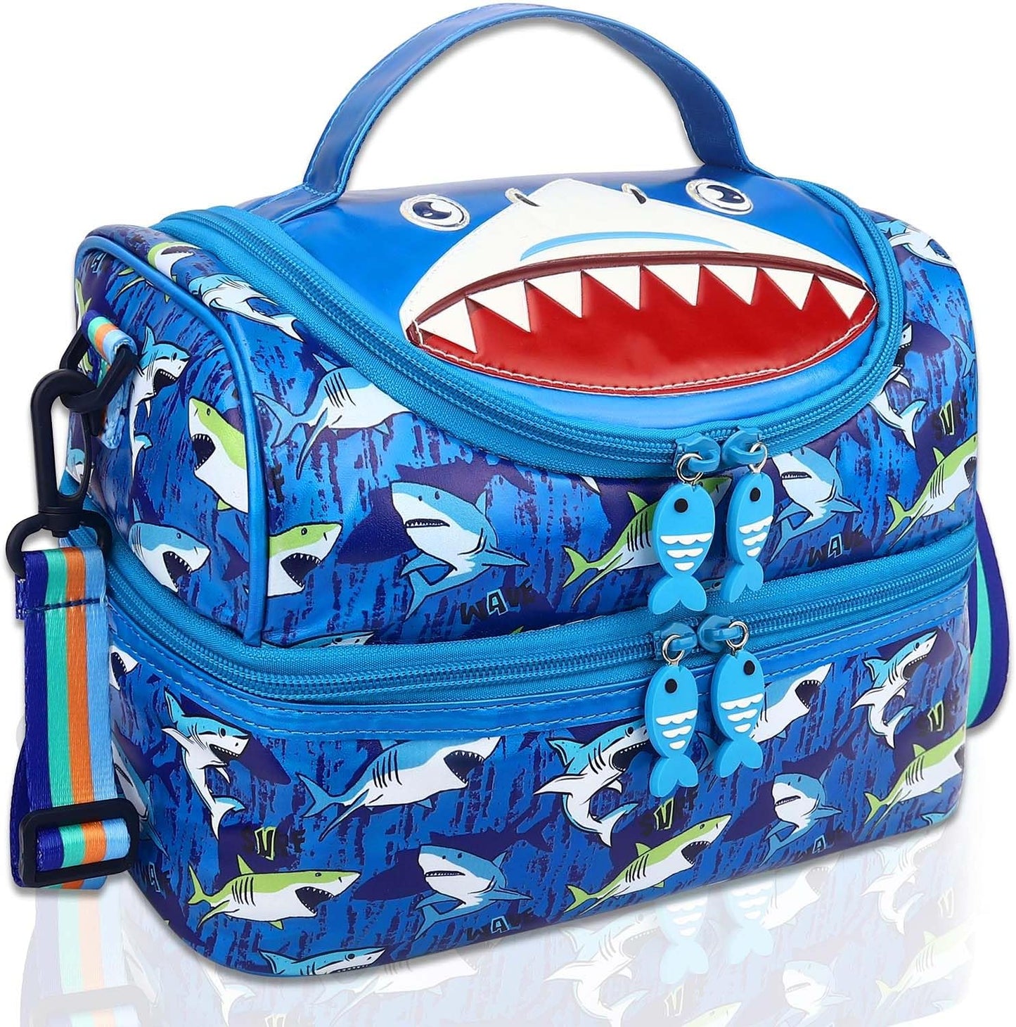 RHCPFOVR Kids Lunch Bag - Double - Decker Cooler Insulated Lunch Box for Boys Girls,Washable Lunch Bag with Strap and Reusable Toddler Lunchbox for School and Daycare