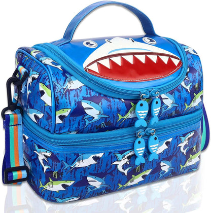 RHCPFOVR Kids Lunch Bag - Double - Decker Cooler Insulated Lunch Box for Boys Girls,Washable Lunch Bag with Strap and Reusable Toddler Lunchbox for School and Daycare