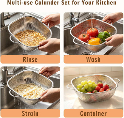 P&P CHEF Stainless Steel Colander Set, Strainers and Colanders for Kitchen
