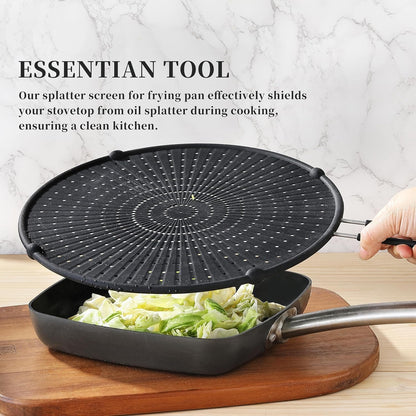 Splatter Screen for Frying Pan, Grease Splatter Guard, Heat-Resistant Splatter Guards for Frying, Silicone Splatter Guard for Everyday Cooking, Dishwasher Safe （16in×12in×0.5in）