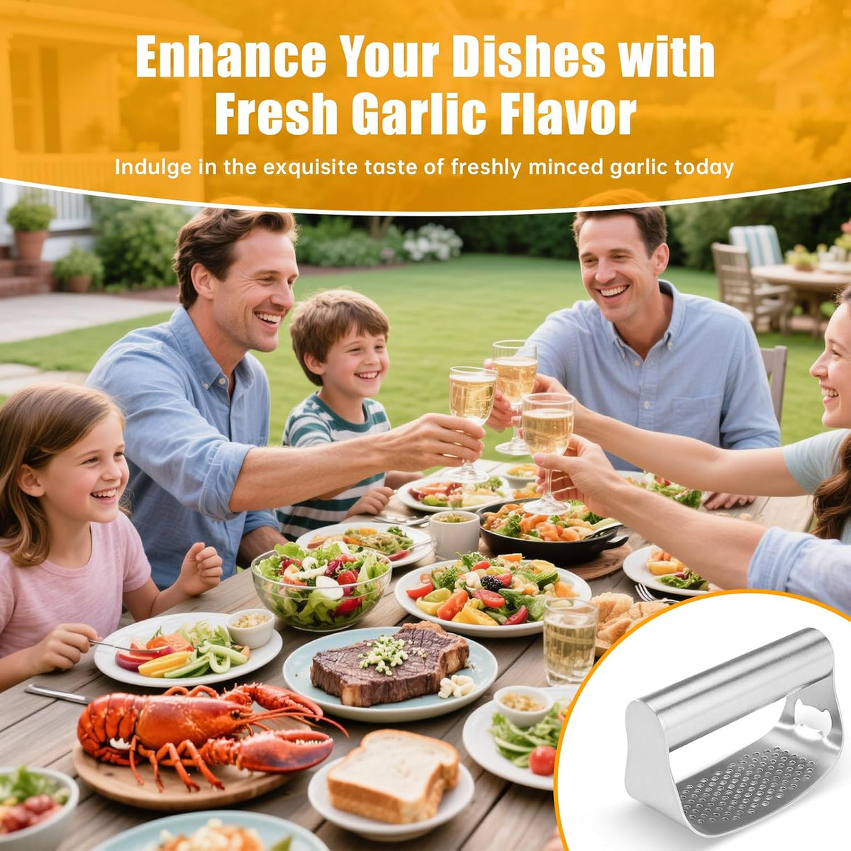 Garlic Press Rocker Rust Proof Kitchen Tool for Ginger