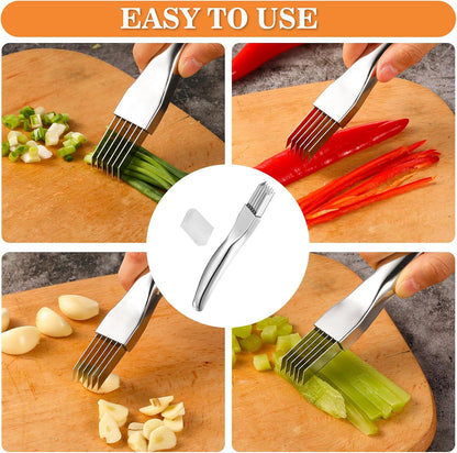 Green Onion Slicer 2 Pack, Upgrade Stainless Steel Multi-Blade Shredder