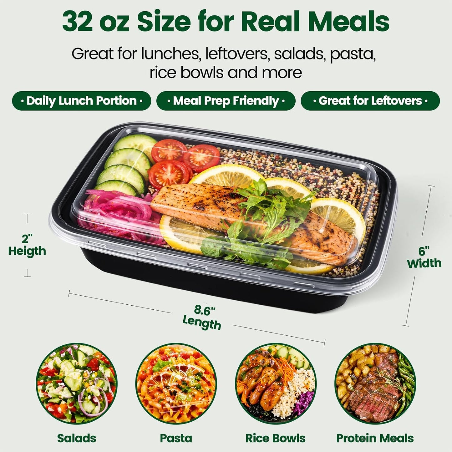 Meal Prep Containers 24oz-100 Pack (200-Piece) Reusable Food Storage Containers with Lids Microwave, Freezer, Dishwasher Safe - Leakproof & BPA Free Durable Plastic Bento Box for To Go Take Out