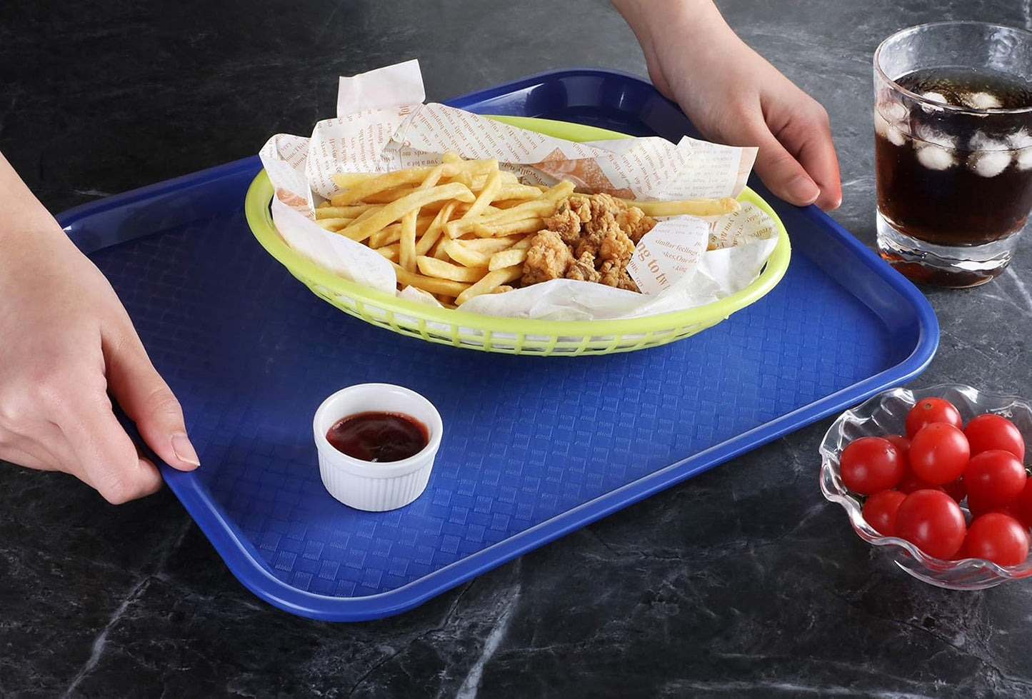 New Star Foodservice Fast Food Tray, Set of 12 (Black, 12 by 16-Inch)