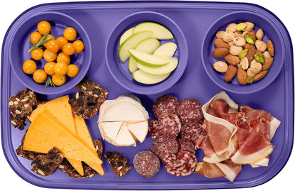 madesmart dipware 3 Bowl Serving Tray, Stackable & Removable Dip Bowls for Charcuterie, Guacomole, Snacks, Veggies, Premium Dishwasher & Microwave Safe, Multipurpose Plate & Bowl, Olive