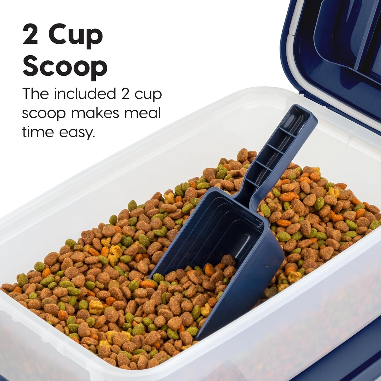 IRIS USA Dog Food Storage Container, 2 Pack, Up to 30 lbs Each, Airtight Seal for Freshness, Wheels for Rolling, Easy One Hand Opening, Made in USA, BPA Free, Clear/Black
