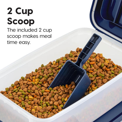 IRIS USA Dog Food Storage Container, 2 Pack, Up to 30 lbs Each, Airtight Seal for Freshness, Wheels for Rolling, Easy One Hand Opening, Made in USA, BPA Free, Clear/Black