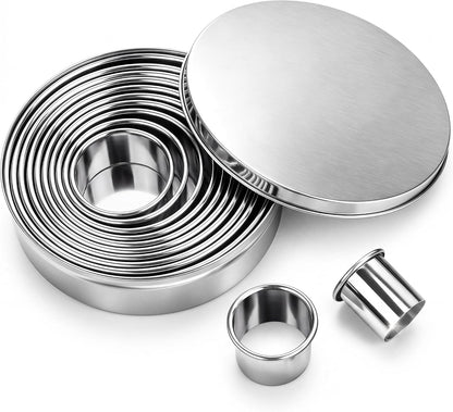 HOOMIL 12 Pcs Round Cookie Cutters, 1 to 4.5 Inch Graduated Set