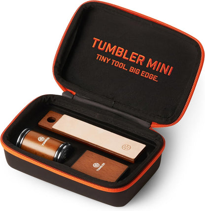 The Mini Tumbler Rolling Knife Sharpener™ + Carrying Case & Leather Strop