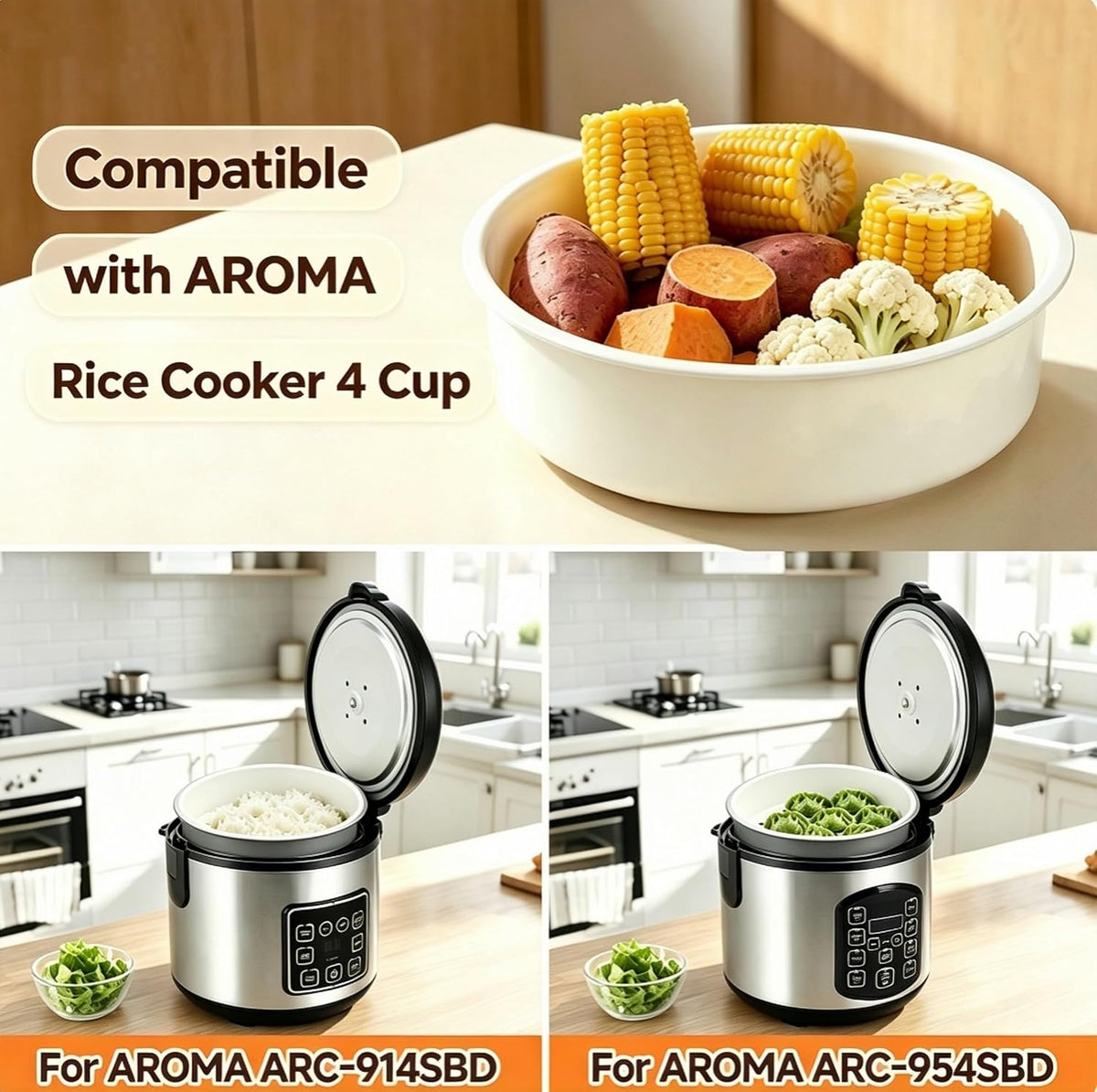 Steamer Basket Fit for Aroma Rice Cooker 4 Cup Uncooked / 8 Cup Cooked