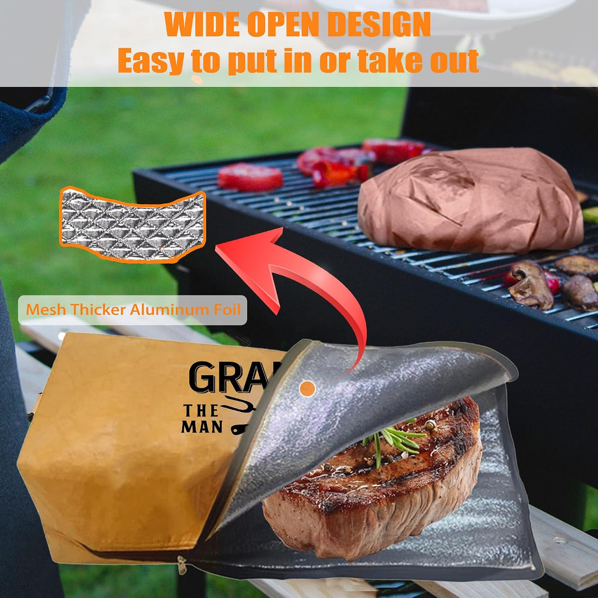 Gifts for Grandpa, Christmas Grandpa Gifts from Grandkids BBQ Blanket with Meat Claws, Meat Resting Bag for BBQ Smoking, Meat Shredder Claws Grill Accessories for Outdoor Grill on Birthday
