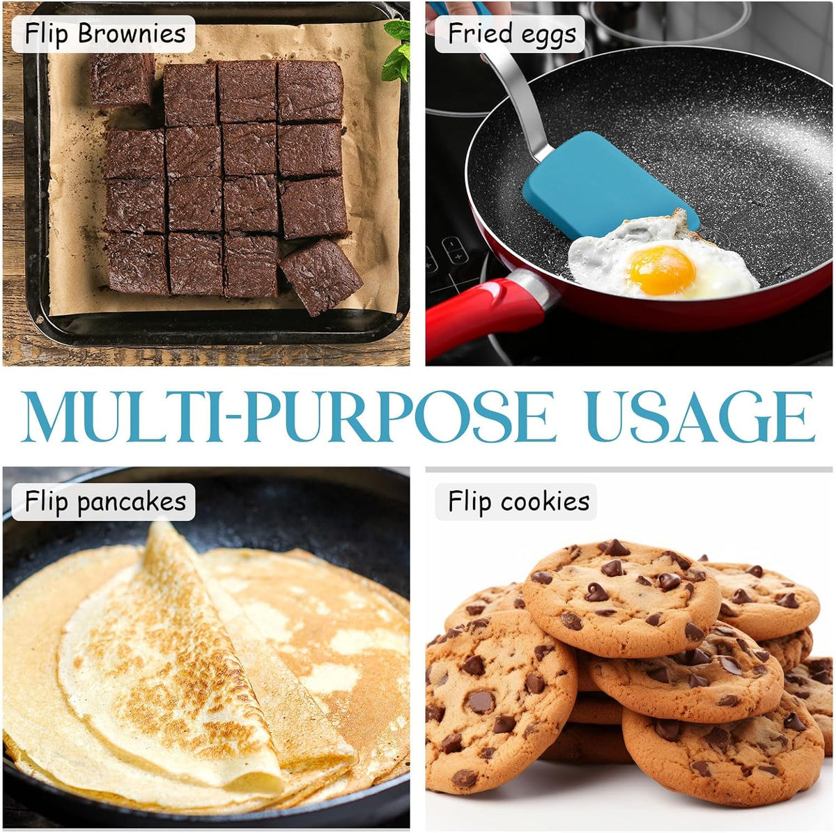 2Pcs Mini Silicone Cookie Brownie Spatula, Solid Flat, Khaki
