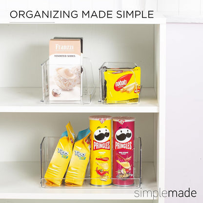 SIMPLEMADE Clear Refrigerator Organizer Bins - Clear Bins for Fridge, Containers for Fridge and Freezer, Multipurpose Storage for Kitchen, Office, Bathroom, Pack of 3 (Design 2)