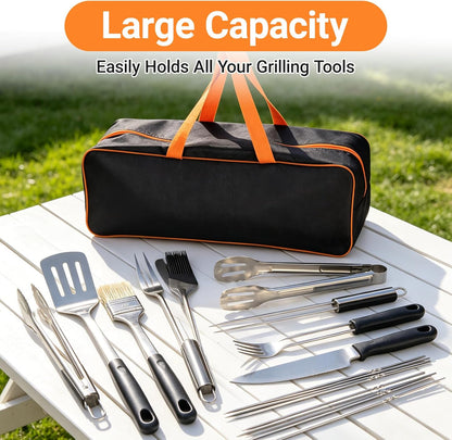 Grill Tool Storage Bag 24" x 8" x 8" Heavy-Duty Grill Utensil Storage, Large Capacity Grill Accessory Storage, Accessories Storage Compatible with Blackstone
