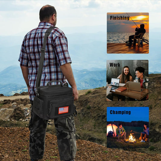 Lunch Box for Men, Tactical Lunch Bag MOLLE Webbing Leakproof Insulated Lunch Cooler Women Adult Meal with Adjustable Shoulder Strap Lunch Pail (Blue)