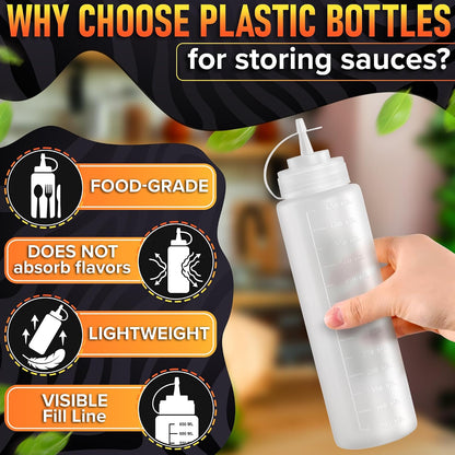 HYQO Small Squeeze Bottles for Sauces, 4 Oz Plastic with Cuttable Tip