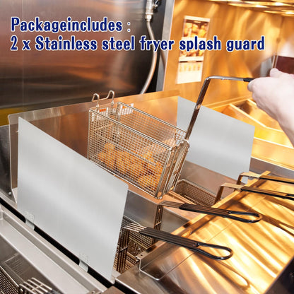 2 Packs Stainless Steel Fryer Splash Guard Side Stove Splash Screen, Oil Splash Guards for Kitchen & Restaurants Deep Fryer (20-1/2" W x 18" H)
