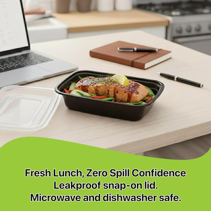 Meal Prep Containers [10 Set] 38 oz with Lids, 1 compartment, Stackable, Reusable, Leakproof, Food Safe, Microwave, Freezer & Dishwasher Safe for Food Prep Storage Bento Box (10 Set, 38 oz)
