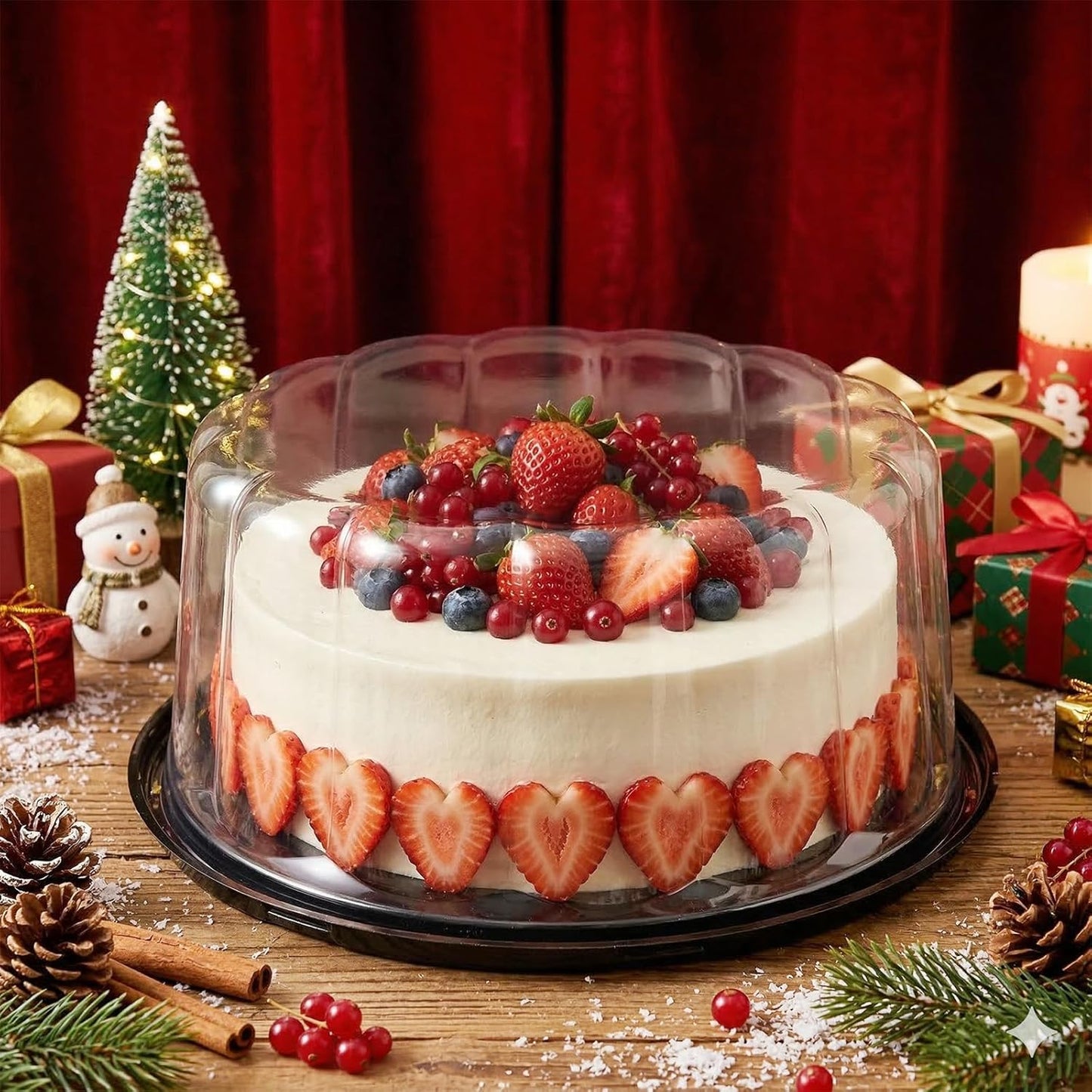 Kifmurase 10Pcs Round Cake Pies Carriers, 10 Inch Plastic Disposable Cake Containers with Dome Lids, Clear Cake Boxes, Disposable Pie Platters Pizza Carrier Boxes, Sandwich Trays