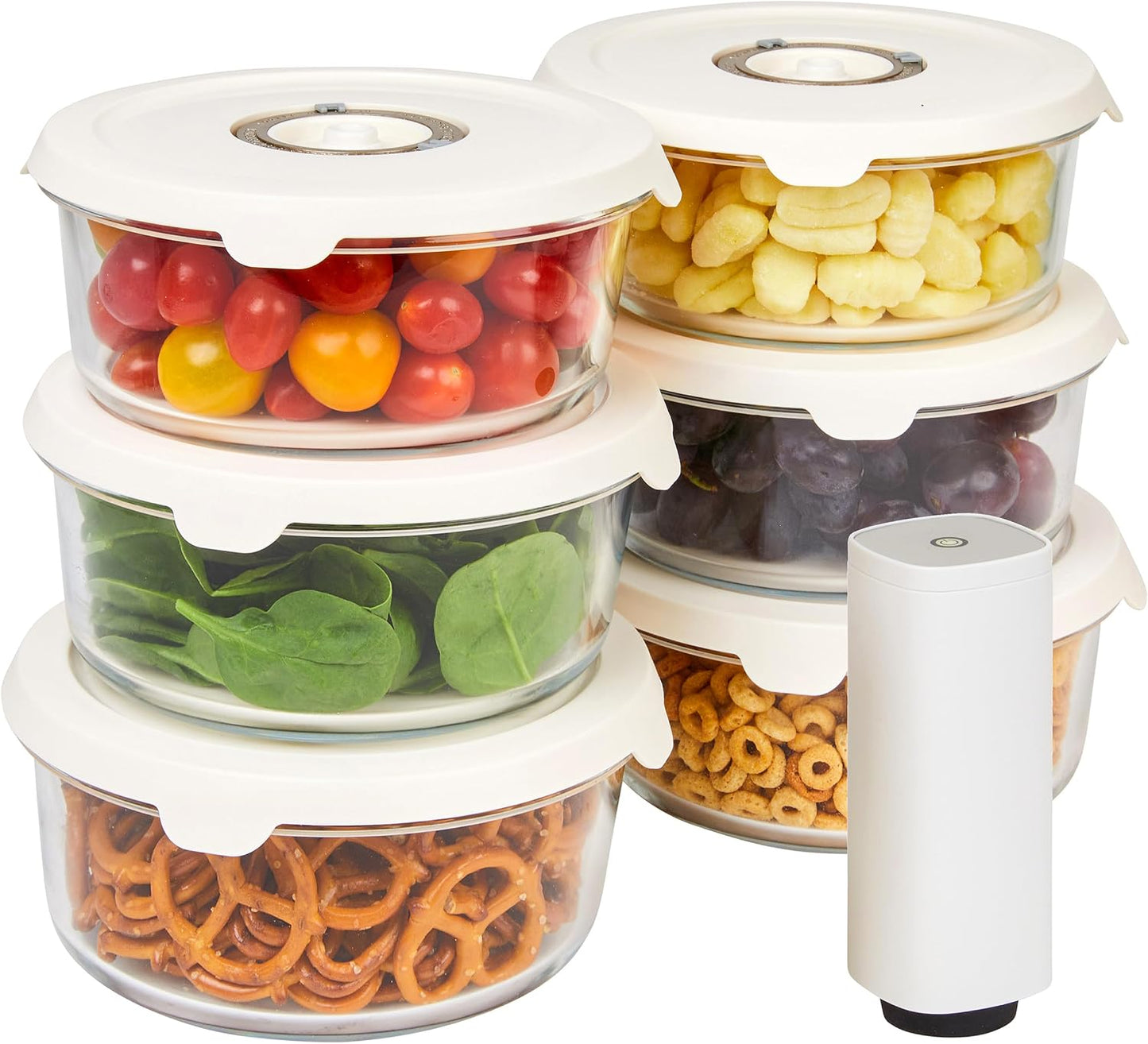 HOLDN’ STORAGE Vacuum Food Storage Containers, Set of 8 Glass Containers & Electronic Pump - Keep Food Fresh Longer, BPA-Free Glass, Leak-Proof, Ideal for Meal Prep, Marinating