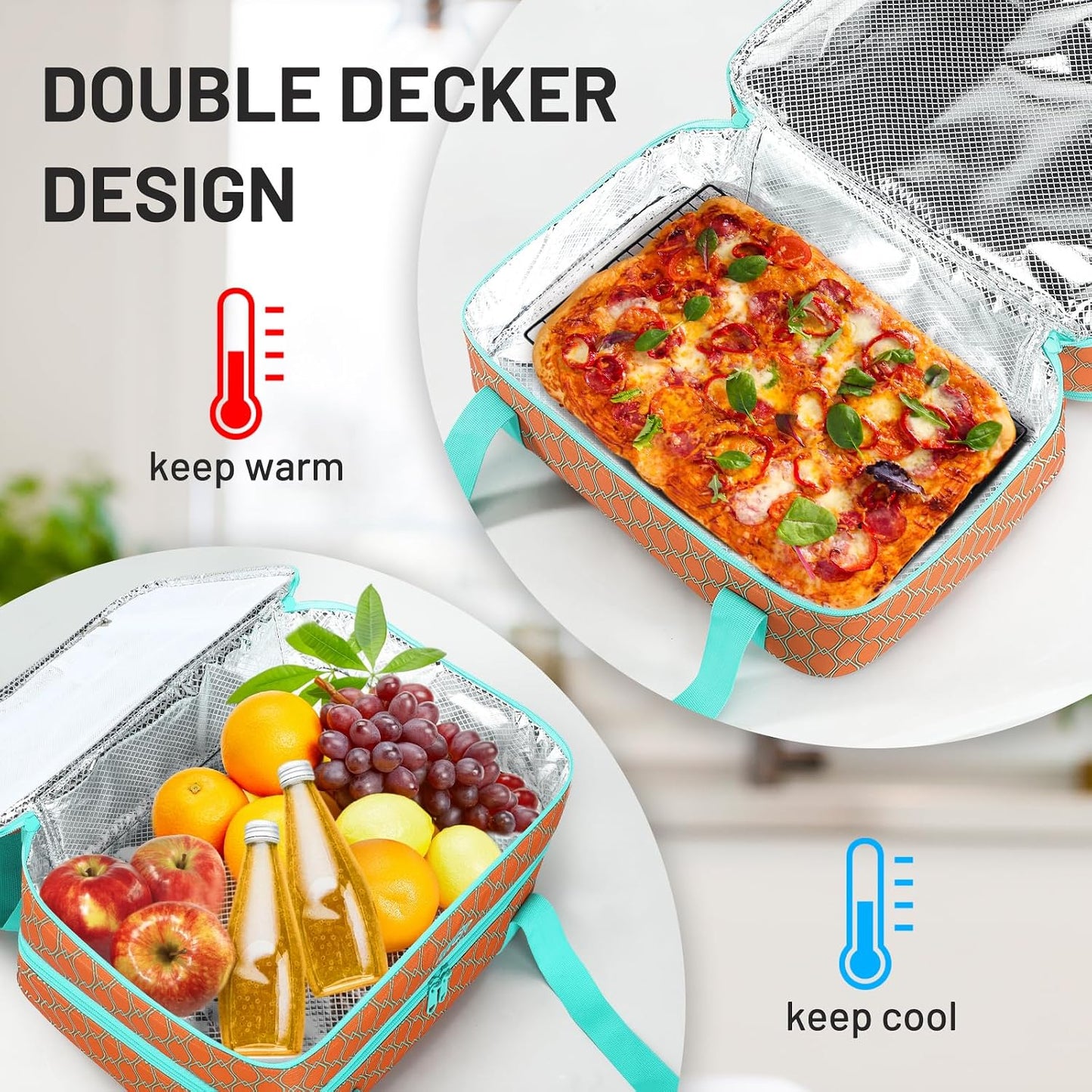 MIER Insulated Casserole Carrier for Hot or Cold Food Thermal Food Carrier Bag for Lasagna Potluck Parties Picnic Cookouts, Fits 9"x13" Baking Dish/Foil Pan, Red