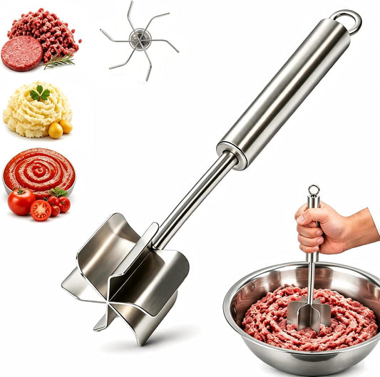304 Stainless Steel Meat Chopper & Potato Masher, 6 Blade