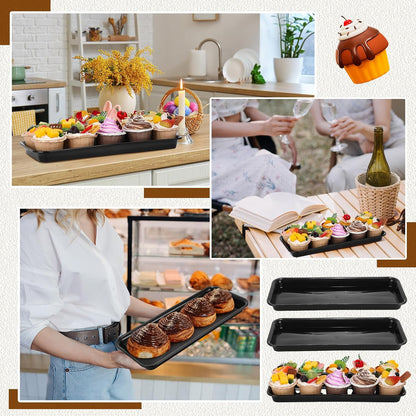 Ziliny 20 Pcs Serving Platters 14 x 6 Inch Rectangle Serving Trays Reusable Food Tray Dishes Dessert Trays Plastic Plates for Wedding Home Table Thanksgiving Christmas Party(White)