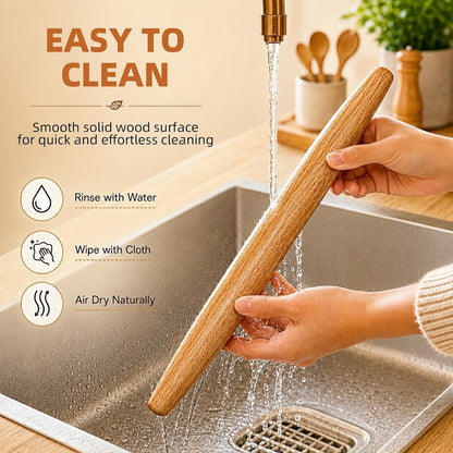 French Tapered Rolling Pin for Baking, 17 Inch Solid Wood